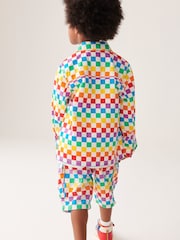 Little Bird by Jools Oliver Multi 100% Cotton Checkerboard Shacket - Image 7 of 20