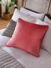 Coral Pink 59 x 59cm Matte Velvet Cushion - Image 1 of 4