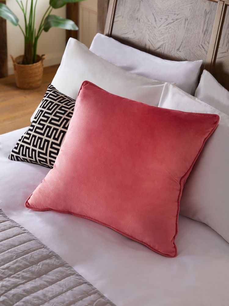 Coral Pink 59 x 59cm Matte Velvet Cushion - Image 1 of 4