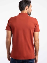 Weird Fish Dark Orange Miles Pique Cotton Polo Shirt - Image 2 of 6