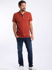 Weird Fish Dark Orange Miles Pique Cotton Polo Shirt - Image 3 of 6