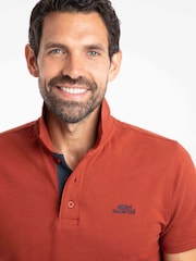 Weird Fish Dark Orange Miles Pique Cotton Polo Shirt - Image 4 of 6