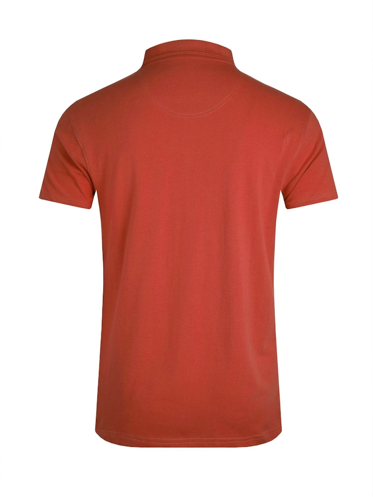 Weird Fish Dark Orange Miles Pique Cotton Polo Shirt - Image 6 of 6 Weird Fish Dark Orange Miles Pique Cotton Polo Shirt - Image 6 of 6