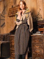 Weird Fish Yellow Isolde Printed Jersey Midi Dress - Image 1 of 8