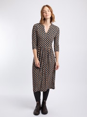Weird Fish Yellow Isolde Printed Jersey Midi Dress - Image 2 of 8
