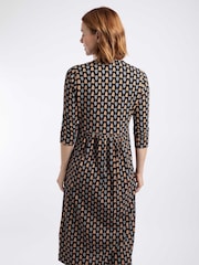 Weird Fish Yellow Isolde Printed Jersey Midi Dress - Image 4 of 8