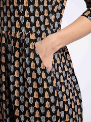 Weird Fish Yellow Isolde Printed Jersey Midi Dress - Image 6 of 8