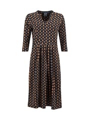 Weird Fish Yellow Isolde Printed Jersey Midi Dress - Image 7 of 8