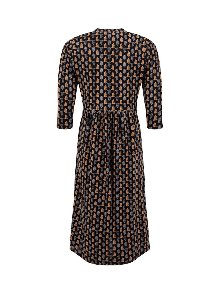 Weird Fish Yellow Isolde Printed Jersey Midi Dress - Image 8 of 8 Weird Fish Yellow Isolde Printed Jersey Midi Dress - Image 8 of 8