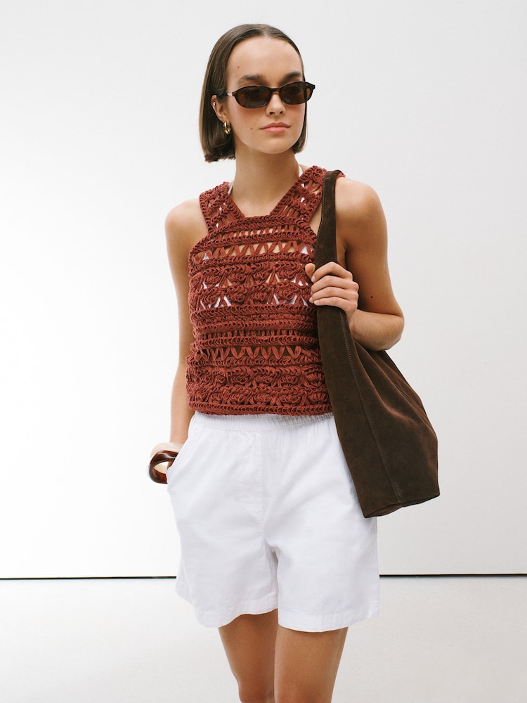 White Linen Rich Summer Shorts - Image 1 of 6