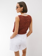 White Linen Rich Summer Shorts - Image 4 of 6
