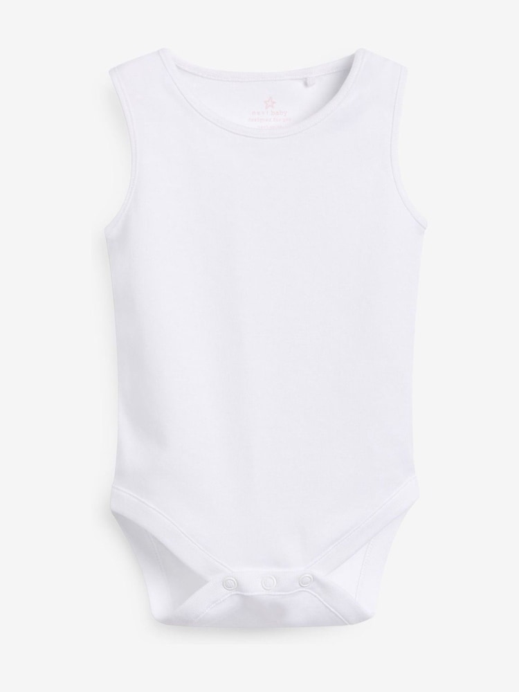 Pink/White 5 Pack Baby 100% Cotton Vest Bodysuits 5 Pack - Image 2 of 9