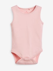Pink/White 5 Pack Baby 100% Cotton Vest Bodysuits 5 Pack - Image 3 of 9