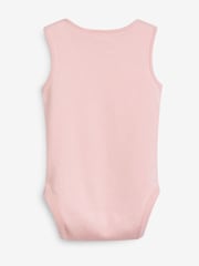 Pink/White 5 Pack Baby 100% Cotton Vest Bodysuits 5 Pack - Image 5 of 9