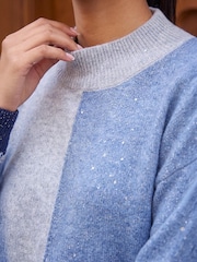 Roman Blue Petite Sequin Jumper - Image 4 of 4