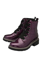 Lotus Purple Patent Lace-Up Ankle Boots - Image 2 of 4