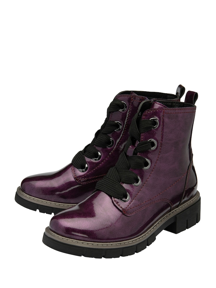 Lotus Purple Patent Lace-Up Ankle Boots - Image 2 of 4