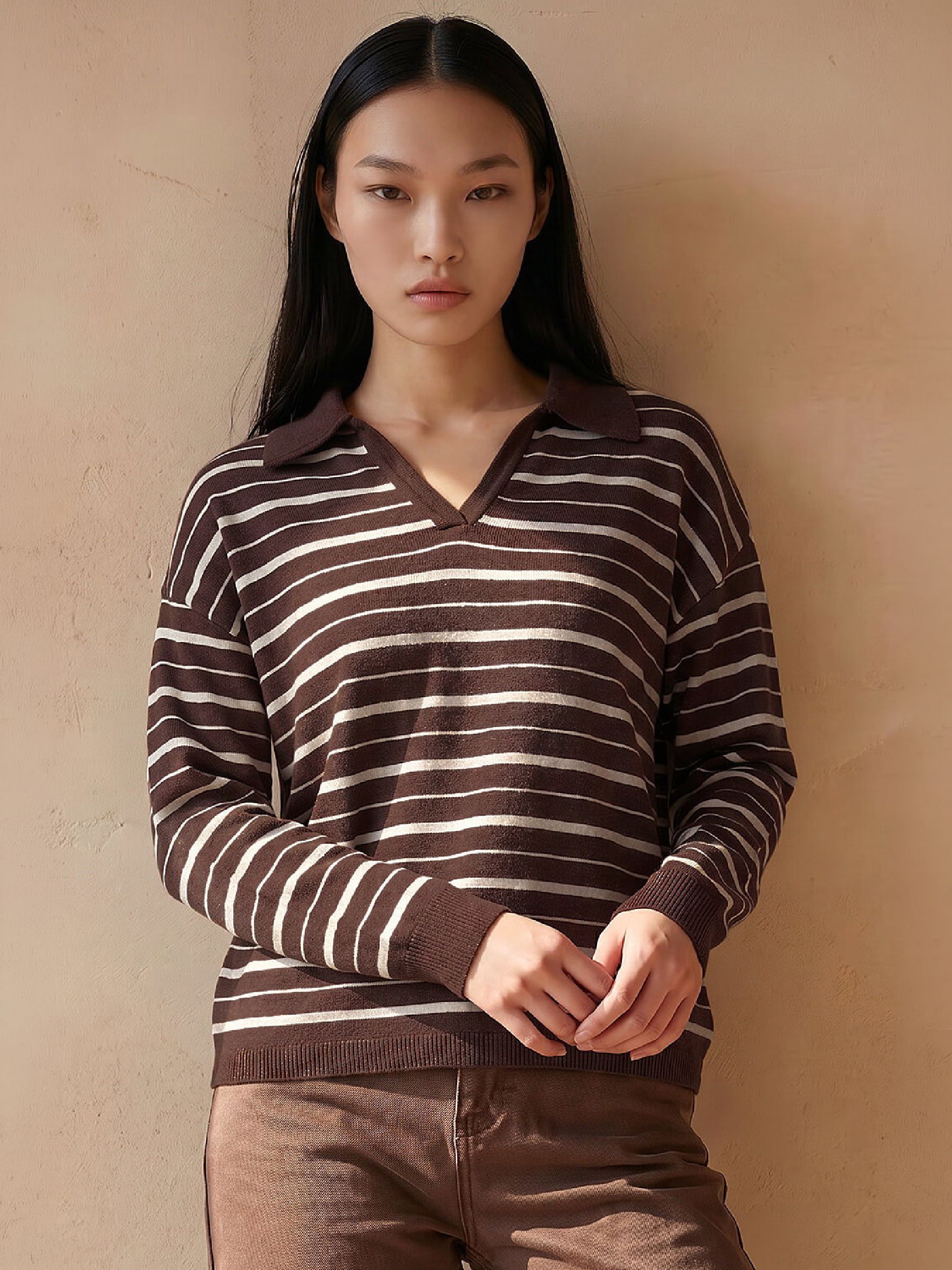 Roman Chocolate Stripe Knit Jumper - Image 3