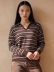 Roman Brown Stripe Knit Jumper - Image 1 of 4