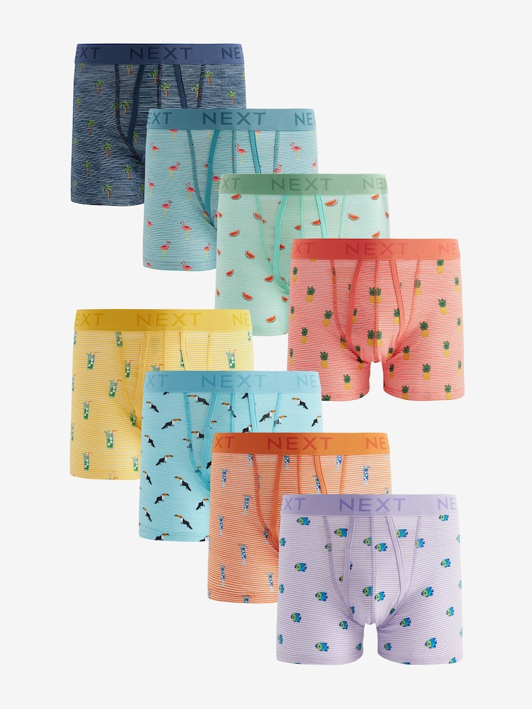 Bright Pastel Summer Print A-Front Boxers 8 Pack - Image 1 of 10 Bright Pastel Summer Print A-Front Boxers 8 Pack - Image 1 of 10