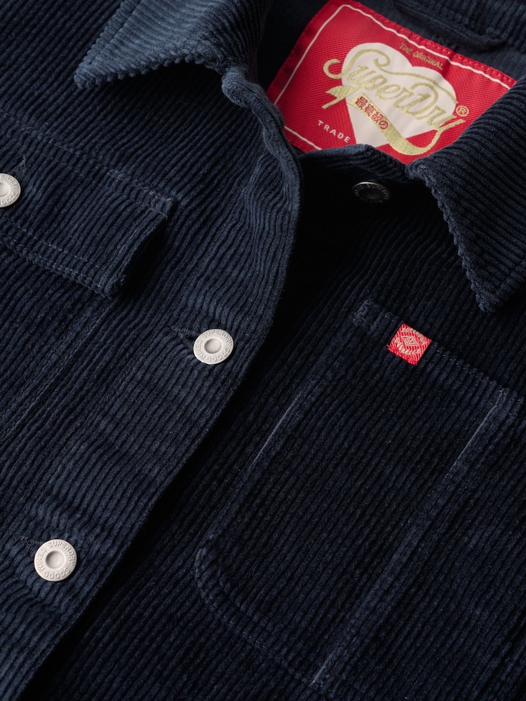 Superdry Eclipse Navy 100% Cotton Corduroy Chore Jacket - Image 5 of 5 Superdry Eclipse Navy 100% Cotton Corduroy Chore Jacket - Image 5 of 5