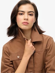 Superdry Bison Brown 100% Cotton Emb Chore Jacket - Image 2 of 3