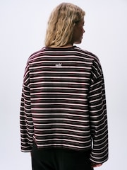 self. Berry Red Stripe Thermal V-Neck Long Sleeve T-Shirt - Image 2 of 5