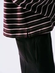 self. Berry Red Stripe Thermal V-Neck Long Sleeve T-Shirt - Image 5 of 5