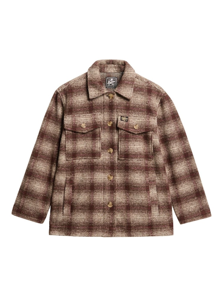 Superdry Ivory Ombre Check Heavyweight Unlined Overshirt - Image 4 of 6