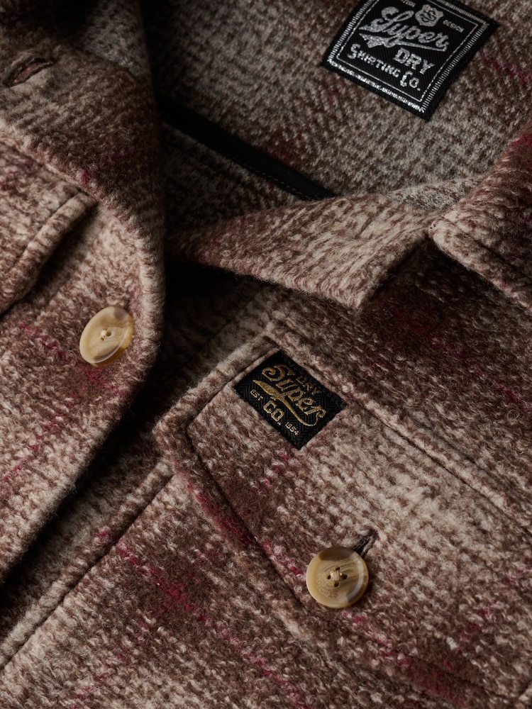 Superdry Ivory Ombre Check Heavyweight Unlined Overshirt - Image 6 of 6
