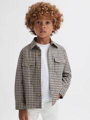 Reiss Chocolate Multi Tremont Junior Brushed Checked Overshirt - Image 1 of 6