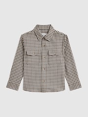 Reiss Chocolate Multi Tremont Junior Brushed Checked Overshirt - Image 2 of 6