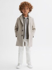 Reiss Chocolate Multi Tremont Junior Brushed Checked Overshirt - Image 3 of 6