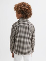 Reiss Chocolate Multi Tremont Junior Brushed Checked Overshirt - Image 5 of 6
