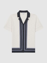 Reiss White Durban Cotton Knitted Cuban Collar Shirt - Image 2 of 4