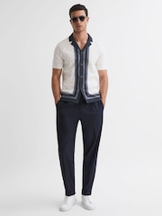 Reiss White Durban Cotton Knitted Cuban Collar Shirt - Image 3 of 4