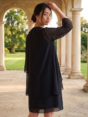 Roman Black Petite 2 In 1 Shift Dress - Image 4 of 4