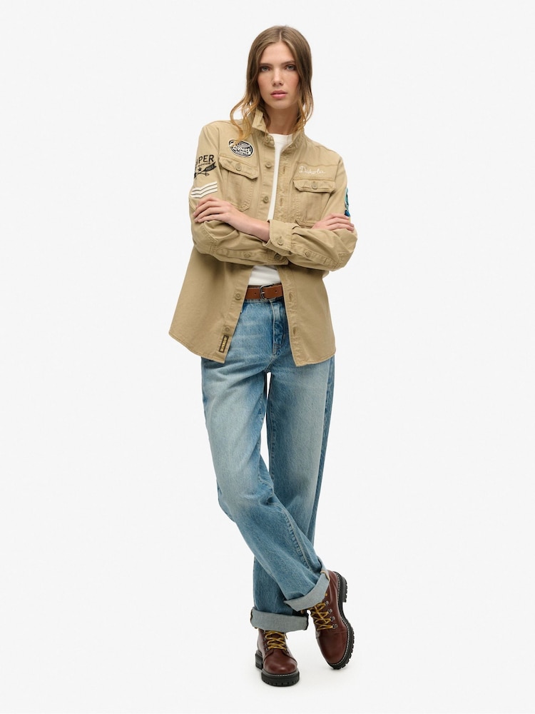 Klassisches hellbraun - Superdry Scout langärmeliges Hemd aus 100 % Baumwolle - Bild 2 von 5