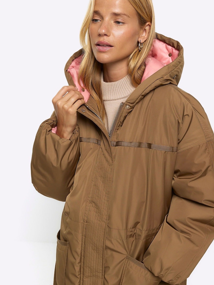 River Island Green Khaki Faux Fur Trim Parka - Image 3 of 3