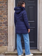 Roman Blue Padded Fur Hood Coat - Image 3 of 4