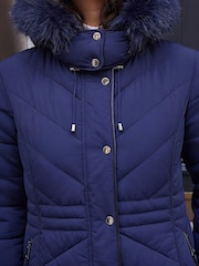 Roman Blue Padded Fur Hood Coat - Image 4 of 4