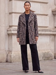 Roman Black Petite Animal Boucle Coat - Image 3 of 4