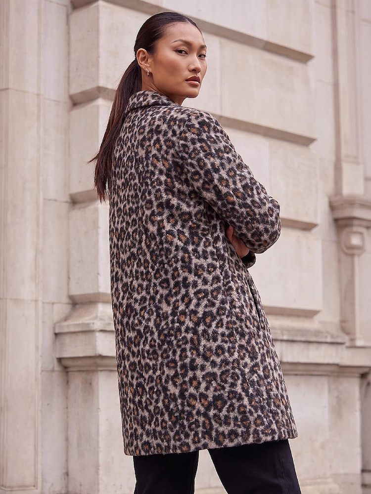 Roman Black Petite Animal Boucle Coat - Image 4 of 4 Roman Black Petite Animal Boucle Coat - Image 4 of 4