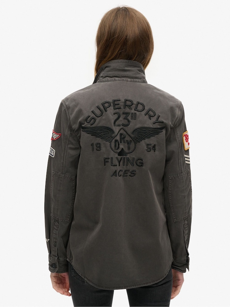 Verwaschenes Schwarz - Superdry Scout langärmeliges Hemd aus 100 % Baumwolle - Bild 2 von 4