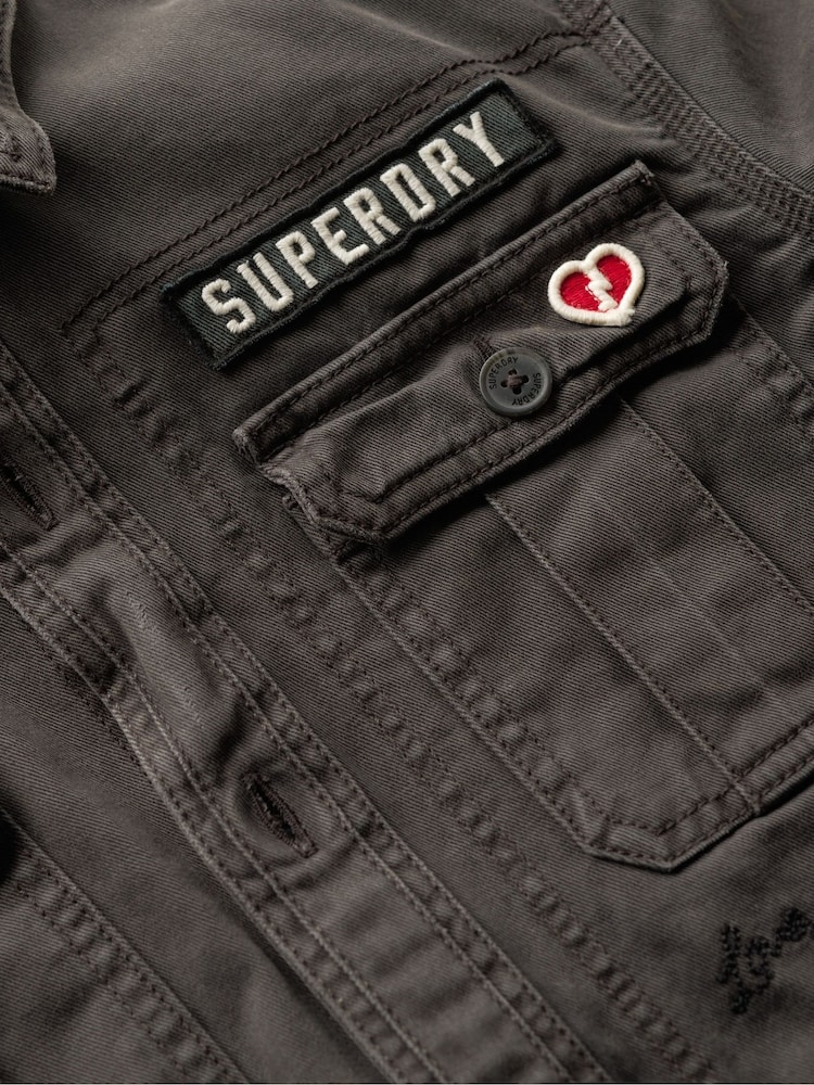 Verwaschenes Schwarz - Superdry Scout langärmeliges Hemd aus 100 % Baumwolle - Bild 4 von 4