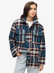 Superdry Petrol Blue Check Heavyweight Unlined Overshirt - Image 1 of 4