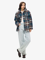 Superdry Petrol Blue Check Heavyweight Unlined Overshirt - Image 3 of 4