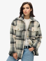 Superdry Pale Blue/Black/Ivory Check Heavyweight Unlined Overshirt - Image 1 of 5