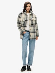 Superdry Pale Blue/Black/Ivory Check Heavyweight Unlined Overshirt - Image 2 of 5
