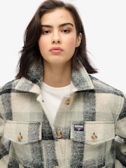 Superdry Pale Blue/Black/Ivory Check Heavyweight Unlined Overshirt - Image 3 of 5